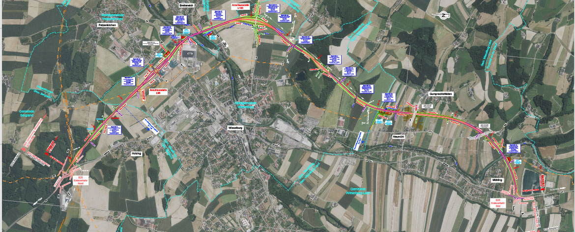 Plan von der neuen Umfahrung Wieselburg